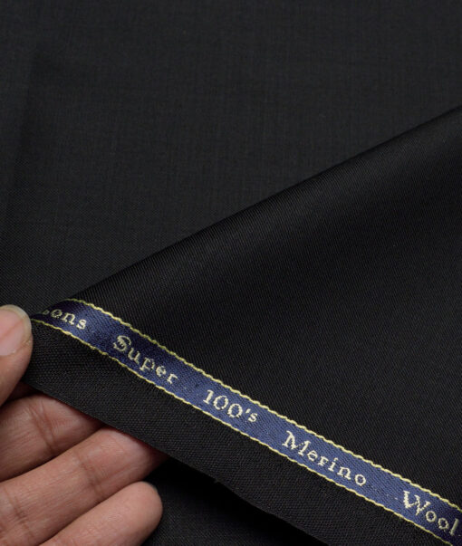 Georgia Gullini Italy Super 100's Solids 30% Merino Wool Suiting Fabric (Black)