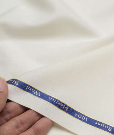 Georgia Gullini Italy Super 100's Solids 30% Merino Wool Suiting Fabric (Cream)