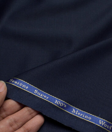 Georgia Gullini Italy Super 100's Solids 30% Merino Wool Suiting Fabric (Dark Blue)