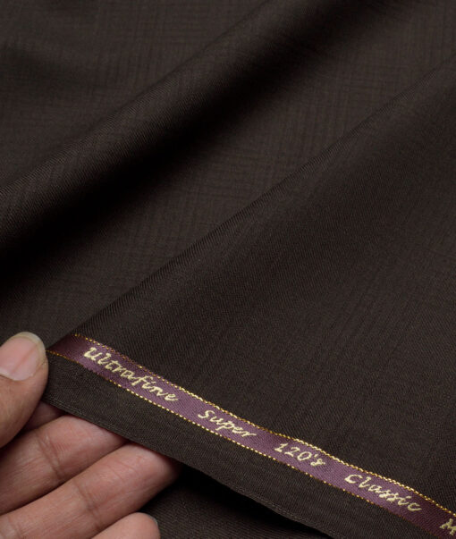 Georgia Gullini Italy Super 120's Checks 30% Merino Wool Suiting Fabric (Dark Brown)