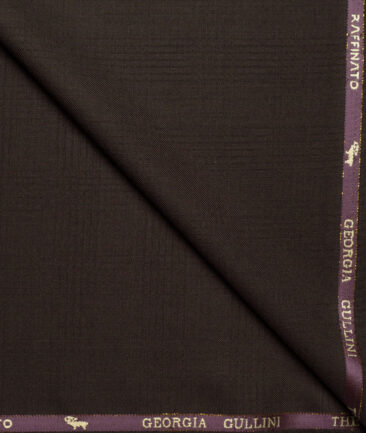 Georgia Gullini Italy Super 120's Checks 30% Merino Wool Suiting Fabric (Dark Brown)