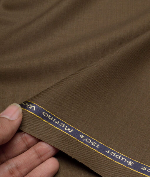 Georgia Gullini Italy Super 130's Solids 50% Merino Wool Suiting Fabric (Coffee Brown)