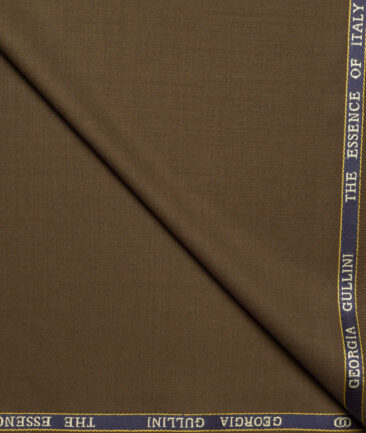 Georgia Gullini Italy Super 130's Solids 50% Merino Wool Suiting Fabric (Coffee Brown)