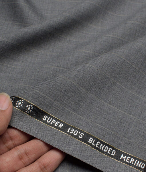 Georgia Gullini Italy Super 130's Striped 50% Merino Wool Suiting Fabric (Grey)