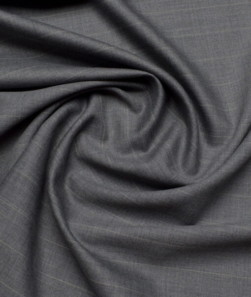 Georgia Gullini Italy Super 130's Striped 50% Merino Wool Suiting Fabric (Grey)