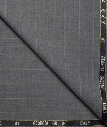 Georgia Gullini Italy Super 130's Striped 50% Merino Wool Suiting Fabric (Grey)