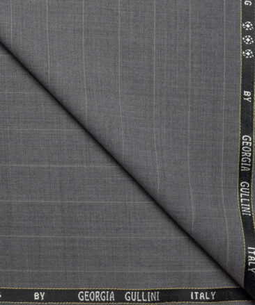 Georgia Gullini Italy Super 130's Striped 50% Merino Wool Suiting Fabric (Grey)