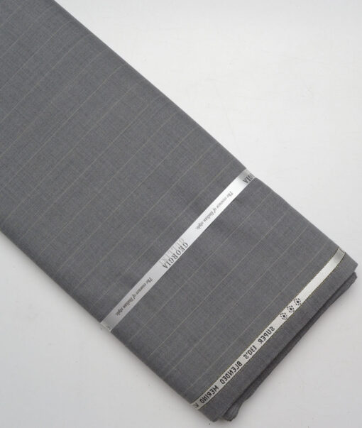 Georgia Gullini Italy Super 130's Striped 50% Merino Wool Suiting Fabric (Grey)
