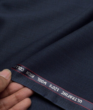 Georgia Gullini Italy Super 120's Structured 70% Merino Wool Suiting Fabric (Dark Blue)