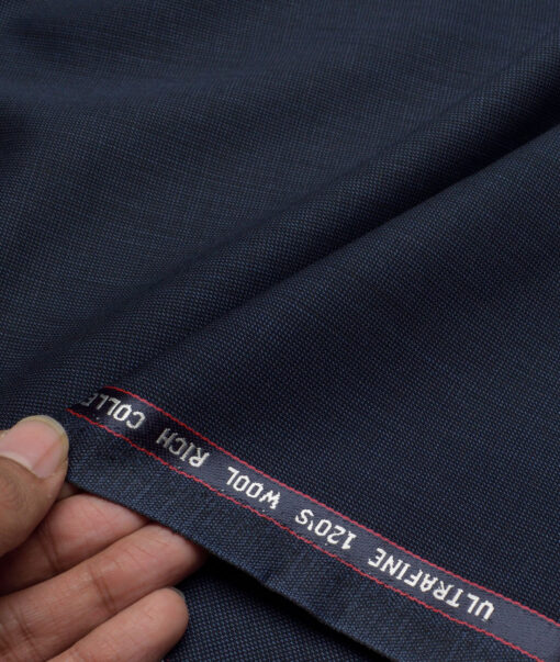 Georgia Gullini Italy Super 120's Structured 70% Merino Wool Suiting Fabric (Dark Blue)
