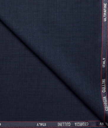 Georgia Gullini Italy Super 120's Structured 70% Merino Wool Suiting Fabric (Dark Blue)