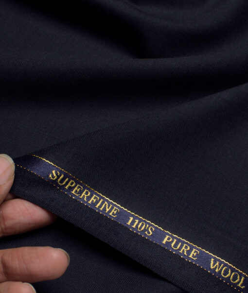 Georgia Gullini Italy Super 110's Solids 100% Merino Wool Suiting Fabric (Dark Navy Blue)