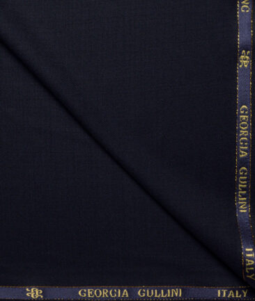 Georgia Gullini Italy Super 110's Solids 100% Merino Wool Suiting Fabric (Dark Navy Blue)