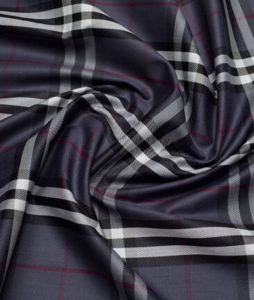 Soktas  Giza Cotton Checks Shirting Fabric (Dark Grey)
