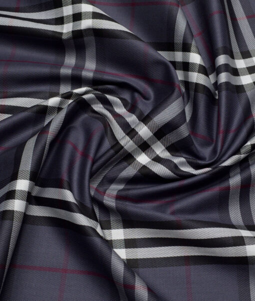 Soktas  Giza Cotton Checks Shirting Fabric (Dark Grey)