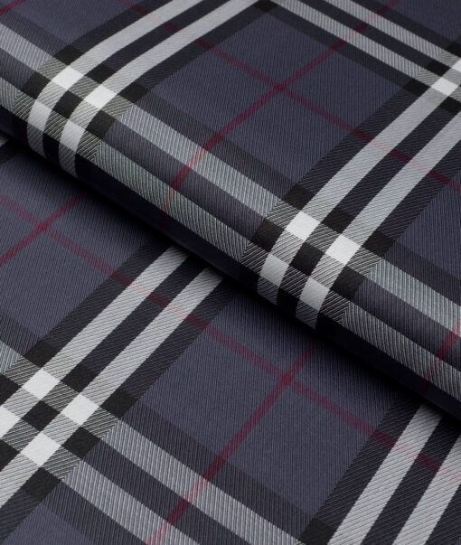 Soktas  Giza Cotton Checks Shirting Fabric (Dark Grey)