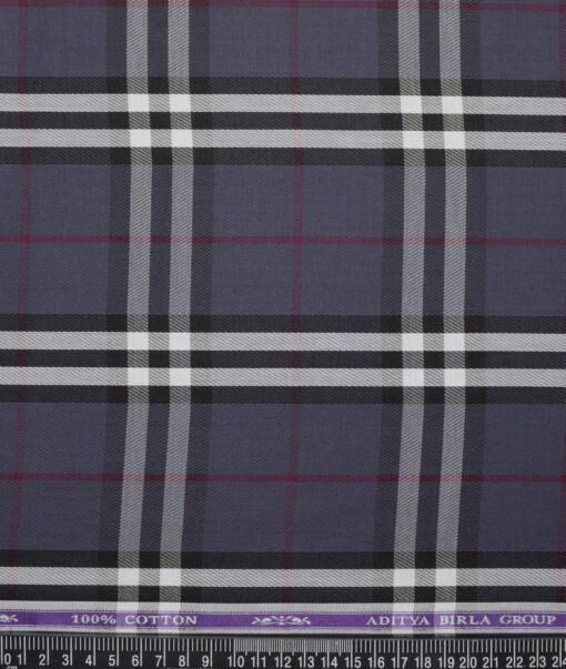 Soktas  Giza Cotton Checks Shirting Fabric (Dark Grey)