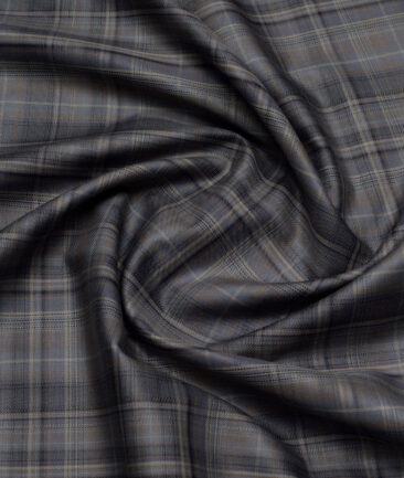 Soktas  Giza Cotton Checks Shirting Fabric (Grey)
