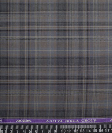 Soktas  Giza Cotton Checks Shirting Fabric (Grey)