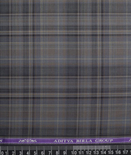Soktas  Giza Cotton Checks Shirting Fabric (Grey)
