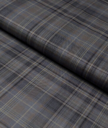 Soktas  Giza Cotton Checks Shirting Fabric (Grey)
