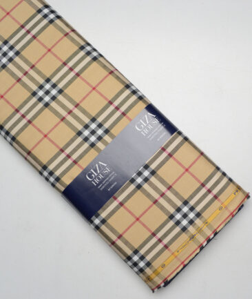 Soktas  Giza Cotton Checks Shirting Fabric (Beige)