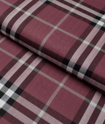Soktas  Giza Cotton Checks Shirting Fabric (Copper Rose Pink)
