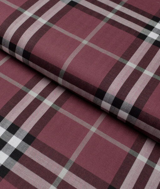 Soktas  Giza Cotton Checks Shirting Fabric (Copper Rose Pink)