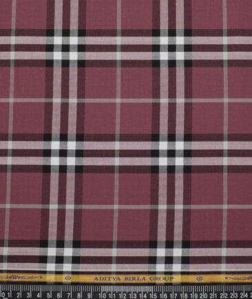 Soktas  Giza Cotton Checks Shirting Fabric (Copper Rose Pink)