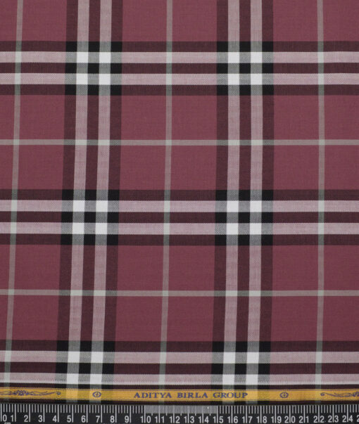 Soktas  Giza Cotton Checks Shirting Fabric (Copper Rose Pink)