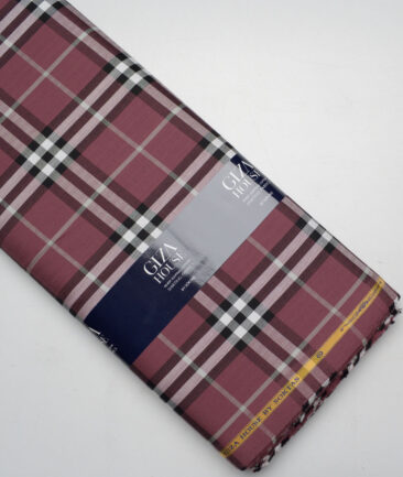 Soktas  Giza Cotton Checks Shirting Fabric (Copper Rose Pink)