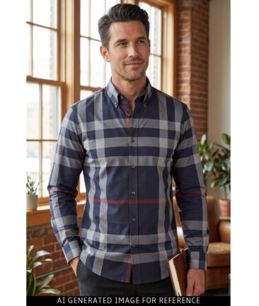 Soktas  Giza Cotton Checks Shirting Fabric (Dark Grey) - Image 2