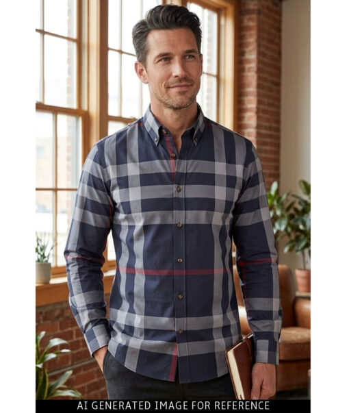 Soktas  Giza Cotton Checks Shirting Fabric (Dark Grey) - Image 2