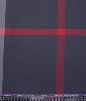 Soktas  Giza Cotton Checks Shirting Fabric (Dark Grey)