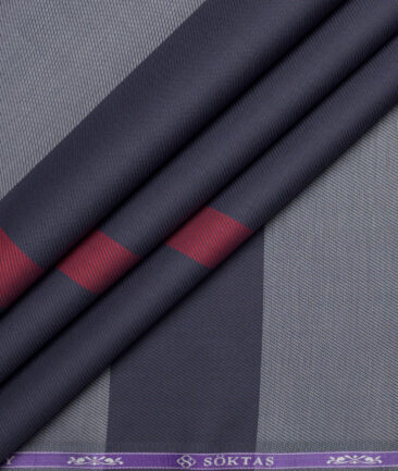 Soktas  Giza Cotton Checks Shirting Fabric (Dark Grey)
