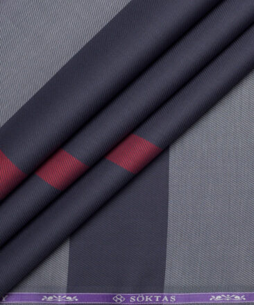 Soktas  Giza Cotton Checks Shirting Fabric (Dark Grey)