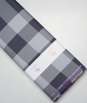 Soktas  Giza Cotton Checks Shirting Fabric (Dark Grey)