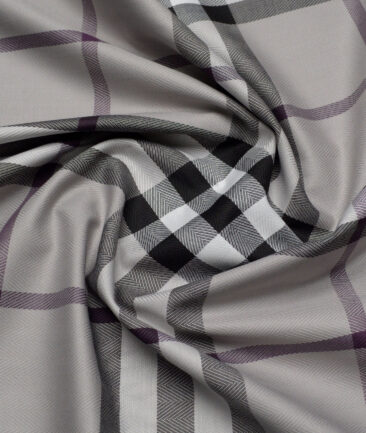 Soktas  Giza Cotton Checks Shirting Fabric (Grey)