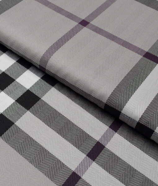 Soktas  Giza Cotton Checks Shirting Fabric (Grey)