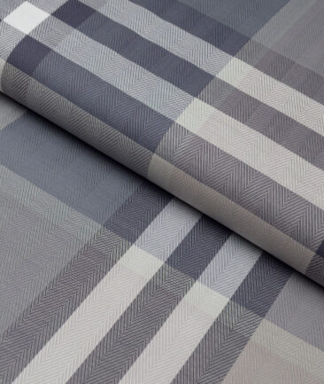 Soktas  Giza Cotton Checks Shirting Fabric (Grey & Blue)