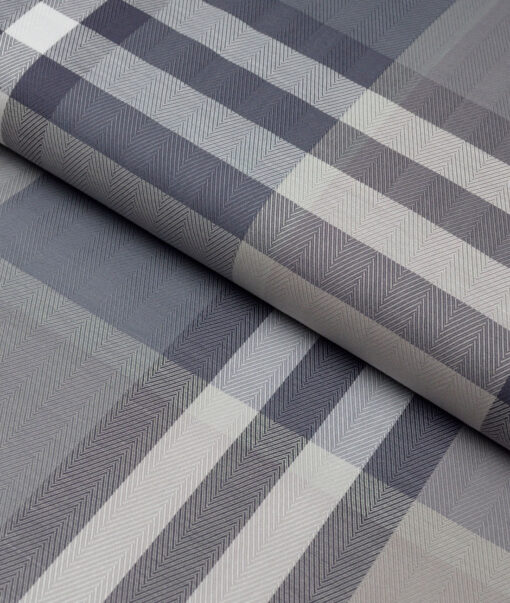Soktas  Giza Cotton Checks Shirting Fabric (Grey & Blue)
