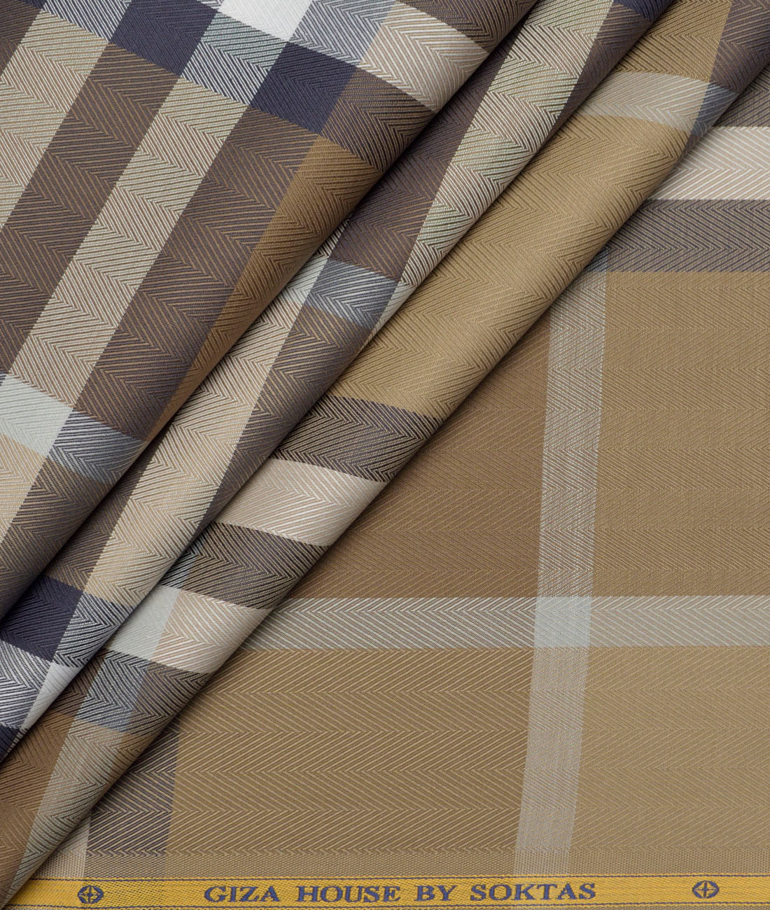 Soktas Giza Cotton Checks Shirting Fabric (Khakhi Brown) Soktas Giza Cotton Checks Shirting Fabric (Khakhi Brown)