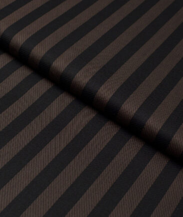 Soktas  Giza Cotton Striped Shirting Fabric (Black & Coffee Brown)