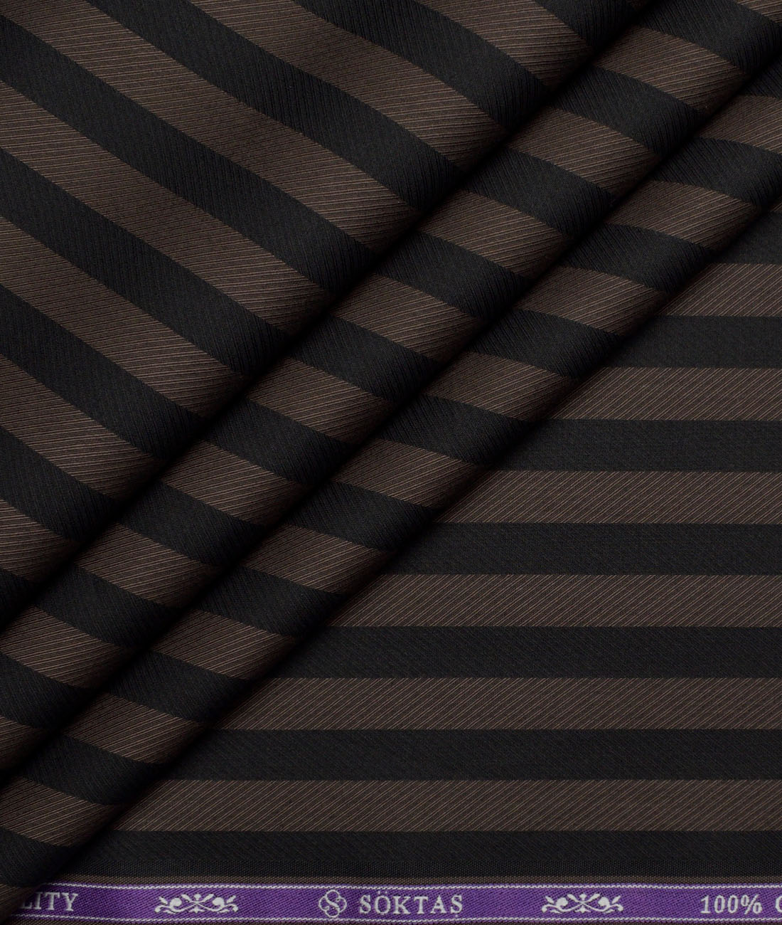 Soktas Giza Cotton Striped Shirting Fabric (Black & Coffee Brown) Soktas Giza Cotton Striped Shirting Fabric (Black & Coffee Brown)