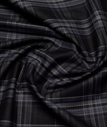 Soktas  Giza Cotton Checks Shirting Fabric (Black)