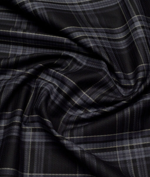 Soktas  Giza Cotton Checks Shirting Fabric (Black)