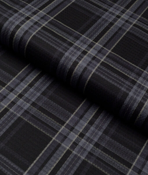 Soktas  Giza Cotton Checks Shirting Fabric (Black)