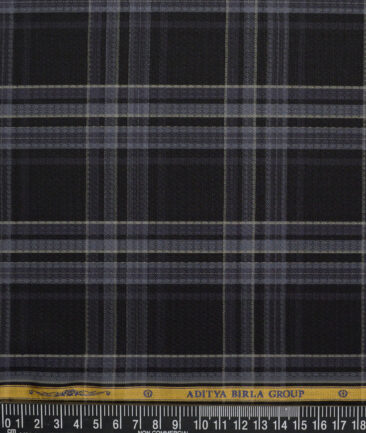 Soktas  Giza Cotton Checks Shirting Fabric (Black)