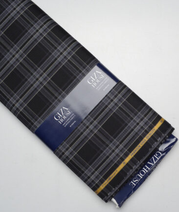 Soktas  Giza Cotton Checks Shirting Fabric (Black)