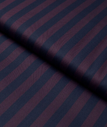 Soktas  Giza Cotton Striped Shirting Fabric (Blue & Wine)